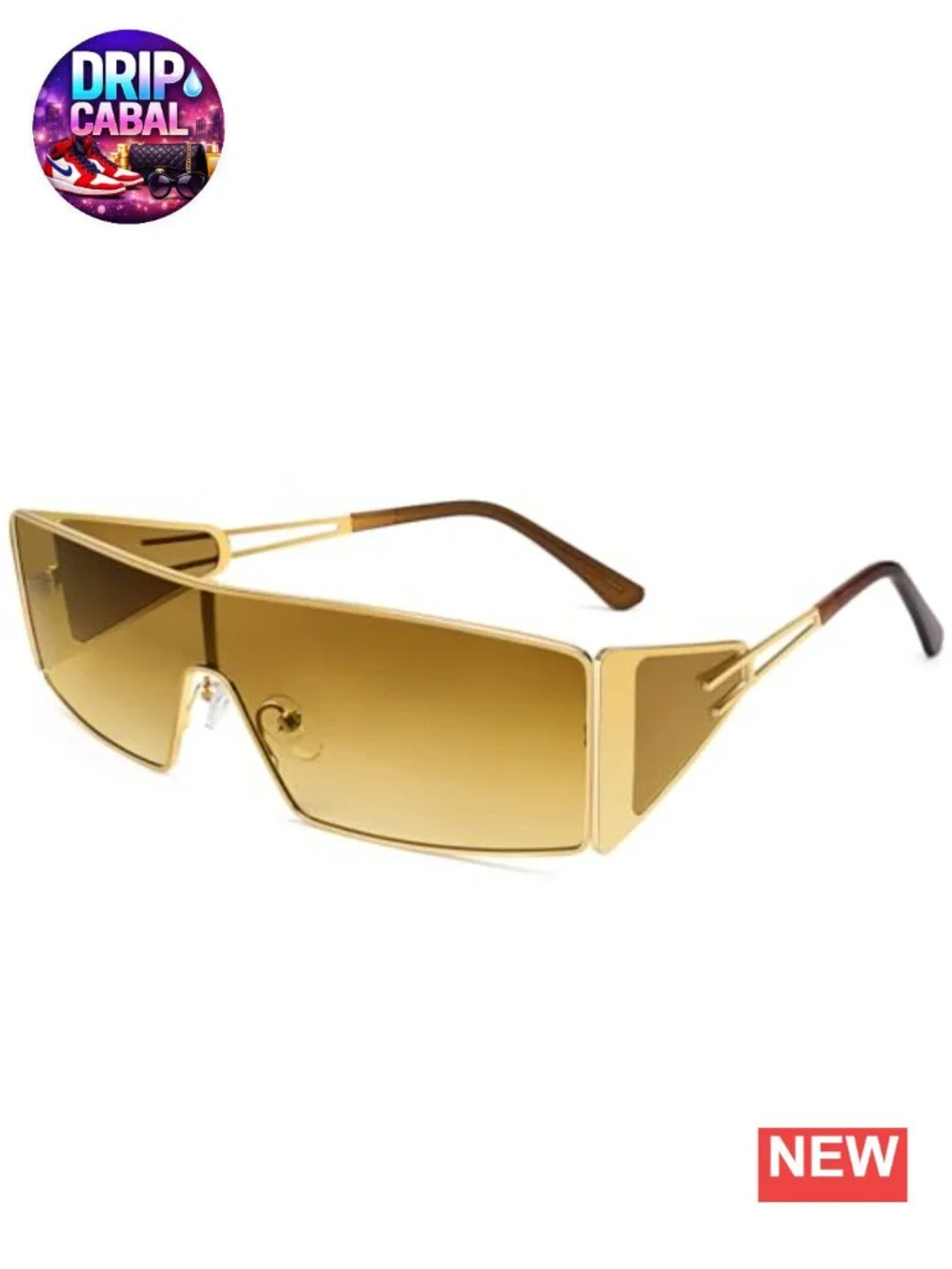 Oversized Rectangle Sunglasses Y2K Metal Frame UV Protection